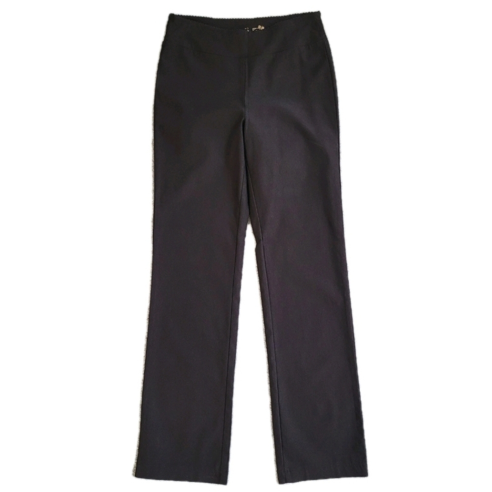Euro Pants Black Pull On Straight Leg Stretch Boutique Style 41BBLK Size 8